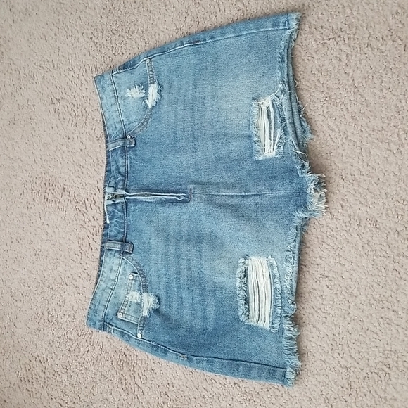 Refuge Distressed Denim Skirt - Picture 1 of 12